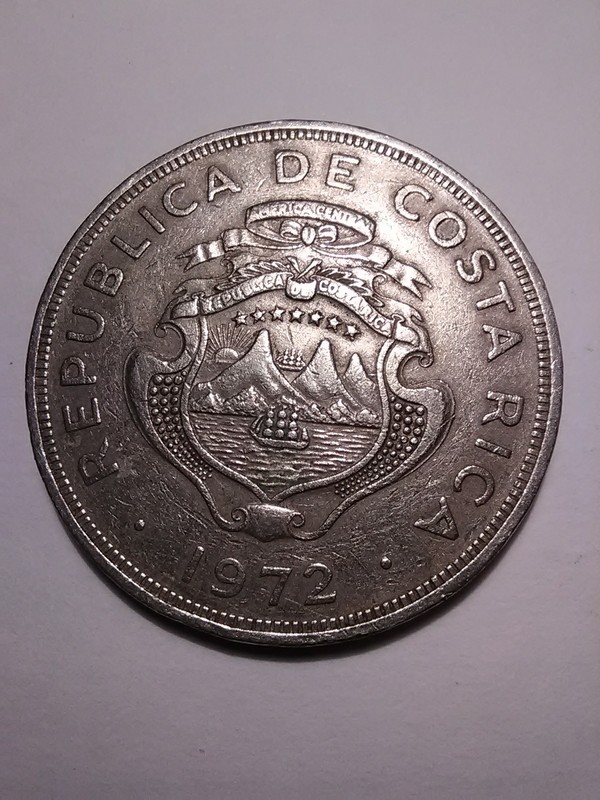 Republic of Costa Rica 1972  2 Colones World Coin