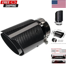2.5 Inlet X 3.5 Outlet Carbon Fiber Exhaust Tip Tailpipe Glossy Black