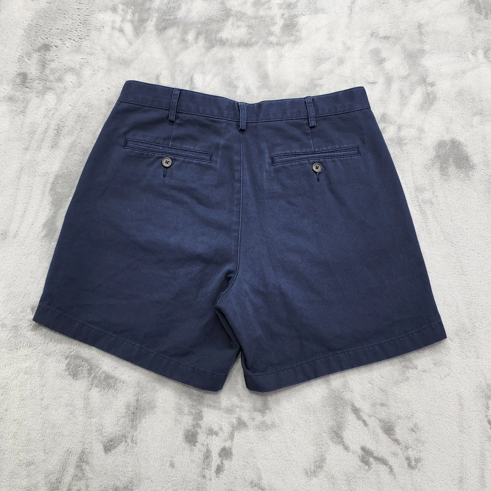 Lands End 短裤男式 31 蓝色传统版型平前斜纹布休闲学院风 — 第 3/4 张图片