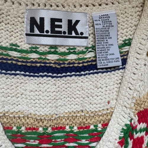 N.E.K. vintage Christmas holiday knit beaded womens vest SIZE L - Picture 4 of 5