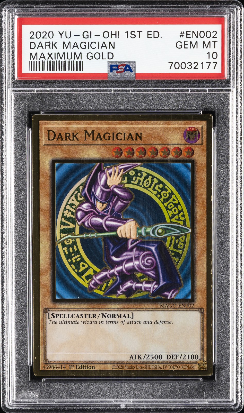 2020 YU-GI-OH! MAXIMUM GOLD 1ST ED #EN002 DARK MAGICIAN PSA 10