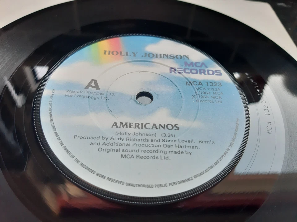 HOLLY JOHNSON - RARE IRISH PRESS 7" 45 - AMERICANOS - TRANSLUCENT VINYL- ex FGTH - Image 2 of 4