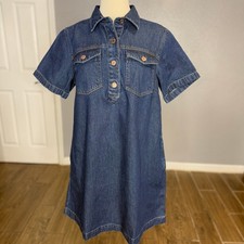 Gap UltraSoft Denim Mini Dress, Dark Wash, S Tall 815741