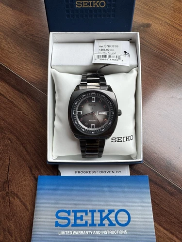 Seiko Recraft Series SNKM99 Gray Dial Black Ion Men's Automatic Watch 7S26-04B0