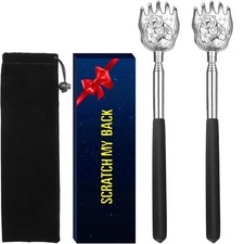 2 Pack Bear Claw Portable Extendable Back Scratcher, Metal Stainless Steel Te...