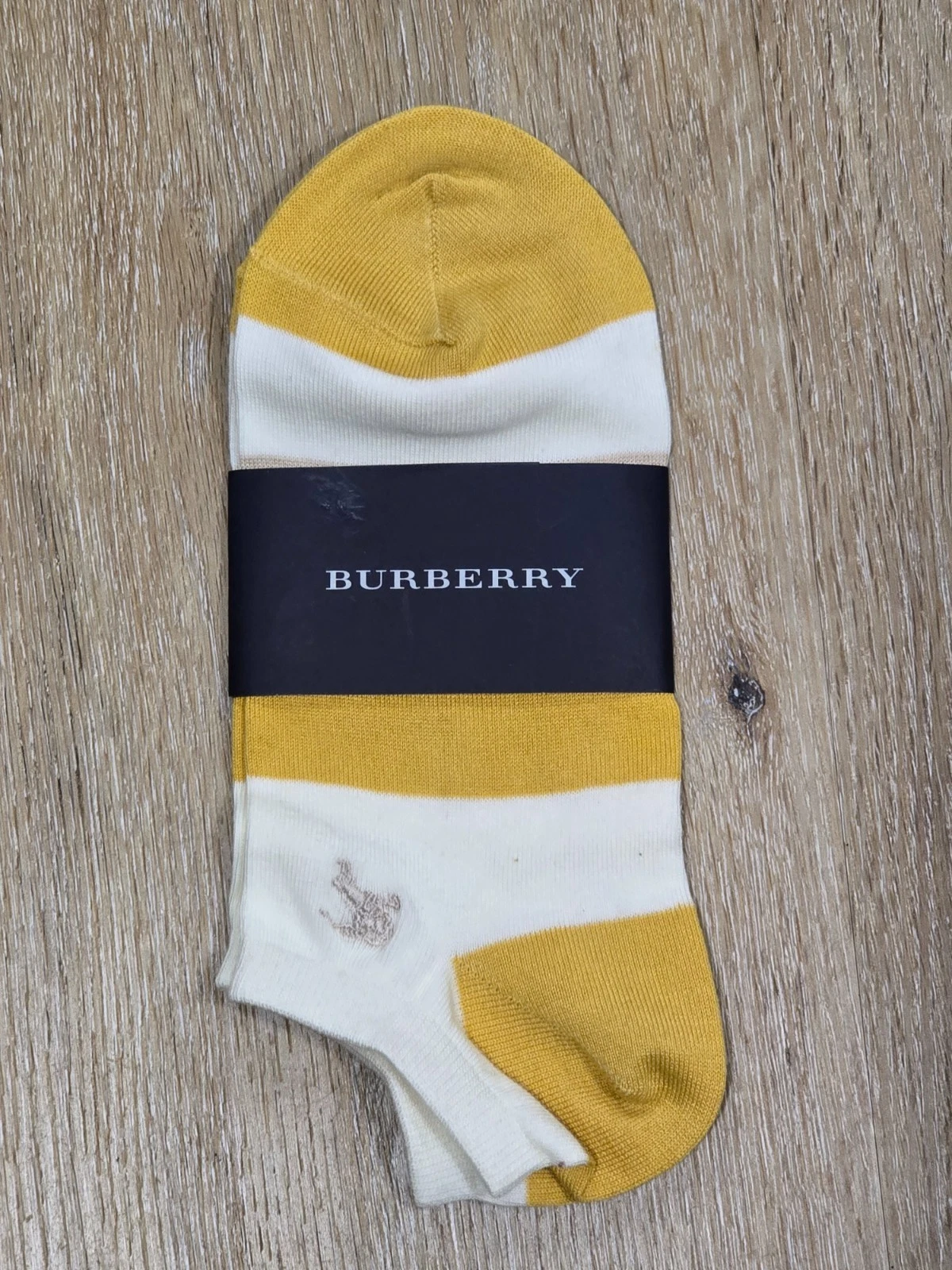Burberry Women’s No Show Socks Yellow White Striped Made In Japan 22.5-24.5