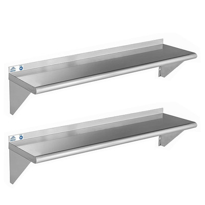 Stainless Steel Wall-Mount Shelves 12x48'' 350Lb, 2 Pack for Kitchen & Hotel