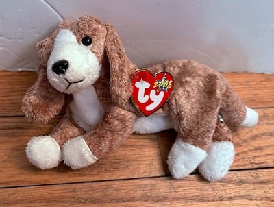 TY Beanie Baby Sniffer Dog Beagle Brown White Plush Stuffed Animal Vintage NWT