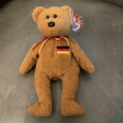 Ty Beanie Babies Germania Bear Plush Toy 1990 Retired with Tag Ages 3 & Up