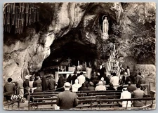 Lourdes RPPC Grotto Pilgrimage Scene France Real Photo Postcard c.1950s Doucet