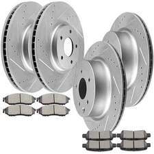 12.60" Front & 12.13" Rear DRILLED Brake Rotor + Pads for EX35 G25 G37 QX50 370Z