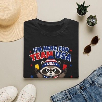 I'm Here For Team USA raccoon soccer referee T-Shirt | USA fan tee