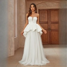 Elegant Off Shoulder Wedding Dresses Tulle Pleated A-line Sweep Train BridalGown