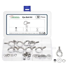 Shoulder Eye Bolt with Spring Washers, Flat Washers, Lock Nuts (M6x14mm) 8Set