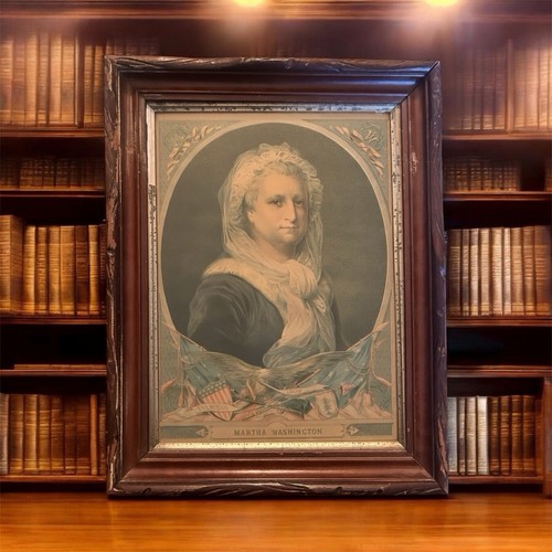 Antique Hallett Chromolithograph Martha Washington Framed