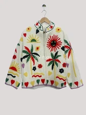 Colorful Suzani Jacket Artisan Embroidered Coat Boho Fashion Layer