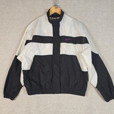 Vintage 90s Nike Windbreaker Jacket Youth L 12-14 Fits Women's S Black White