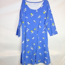 Old Navy Womens XXL Blue Floral Daisy 3/4 Sleeve Fit & Flare Jersey Dress New