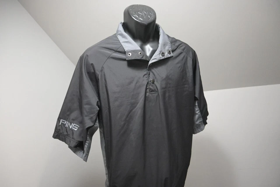 Ping Golf Jacket Black Snap Neck Short Sleeve Windbreaker Mens Size Medium - Image 3 of 4