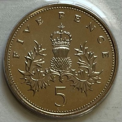 Great Britain 5 Pence 1983 - Scottish Thistle Plant - Brilliant Uncirculated