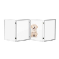 Clear Acrylic Freestanding Dog Gate Transparent Pet Fence 4 Panels