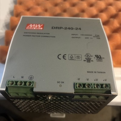 Mean Well DRP-240-24 Switching Regulator Power Supply 240W 100-240VAC Prim 24VDC