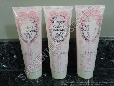 3 Amber Glow CREME CARAMEL Scent Hand & Body Lotion Lotions 8 FL oz. NEW