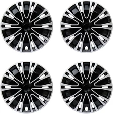 4 Hubcap Wheel Cover Replacement R16 Hub Caps Universal ABS （16"，Silver-Black）