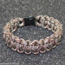 Desert Camo #2 550 lb Type III Paracord Survival Rope Bracelet - Made in the USA
