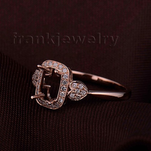 18Kt Rose Gold 4x6mm Emerald Cut Diamond Engagement Wedding Semi mount Ring - Picture 4 of 6