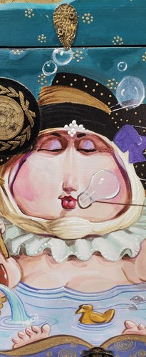 Vintage Lin Martinique/Whittaker 31" x 17" Acryl Leinwand Holz "Lady McBath" Kunst - Bild 5 von 12