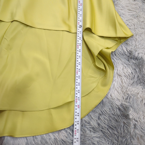 Alfred Angelo Womens Yellow Pink 90s Y2K Strapless Satin High Low Midi Dress 14 - Picture 15 of 17