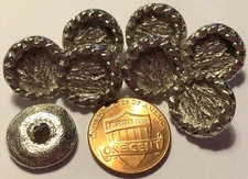 8 Brushed Heavy Sturdy Silver Tone Metal Shank Buttons 5/8" 15.5mm US Made 6818