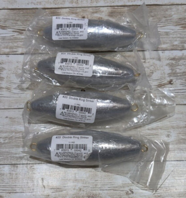 #20 Double Ring Sinker -Lead Masters- Heavy Surf Fishing Weights *Lot Of 4* New