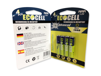 (0,93 /Stk.) 16x EcoCell Akkus - Aufladbare Batterien - 1900mAh - AAA - R03 1.2V
