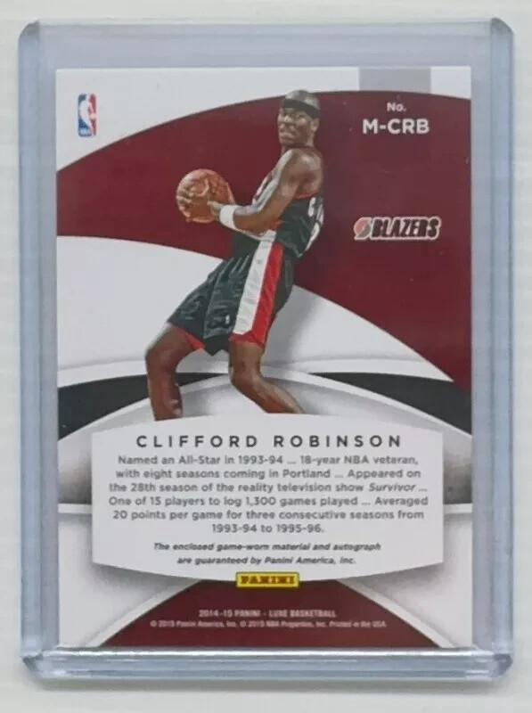 2014-15 Luxe Clifford Robinson Game Used Jersey Auto 2014-15 Luxe Clifford Robinson Game Used Jersey Auto
