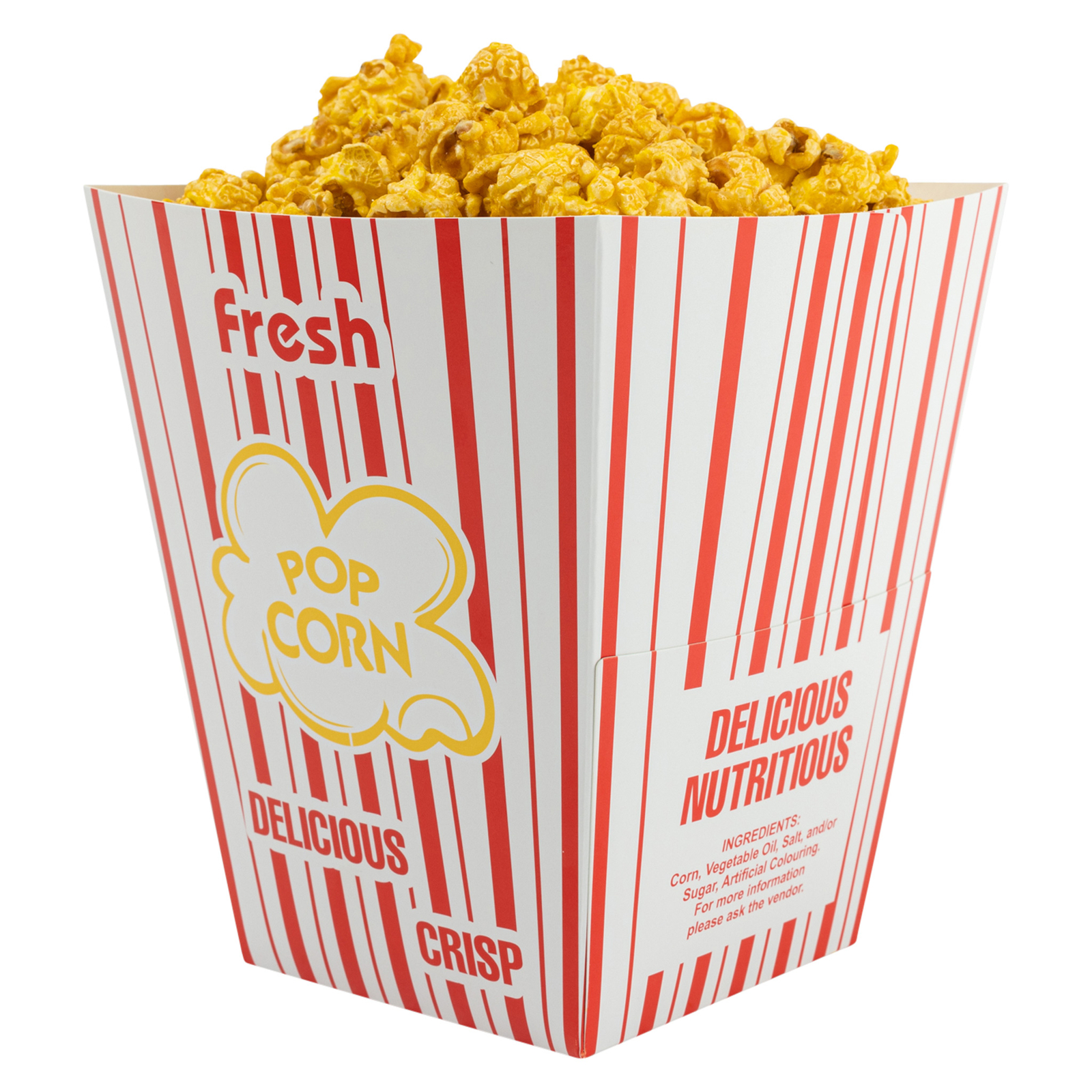 DEXLO Fresh Popcorn Large 130oz Paper Box Strip Red Cinema Parties 200 Pack