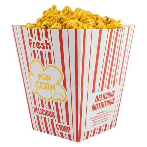 DEXLO Fresh Popcorn Large 130oz Paper Box Strip Red Cinema Parties 200 Pack