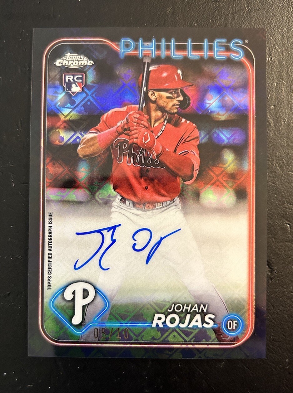Johan Rojas 2024 Topps Chrome - Black Logofractor autograph #RCA-JRO /10 (RC)