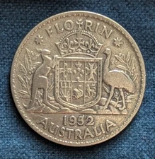 1952 King George VI Australian Florin-Pre decimal Nice Fine Circulated Condition