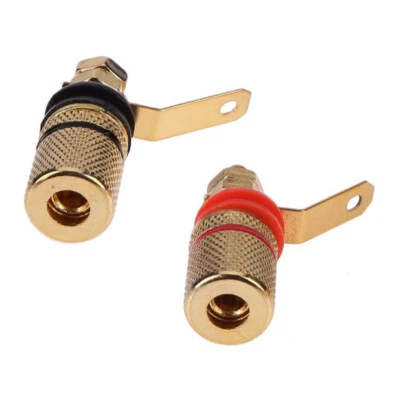 Bananenbuchsen Set Rot/Schwarz Lautsprecher Boxen Anschluss Hifi Vergoldet 4 mm