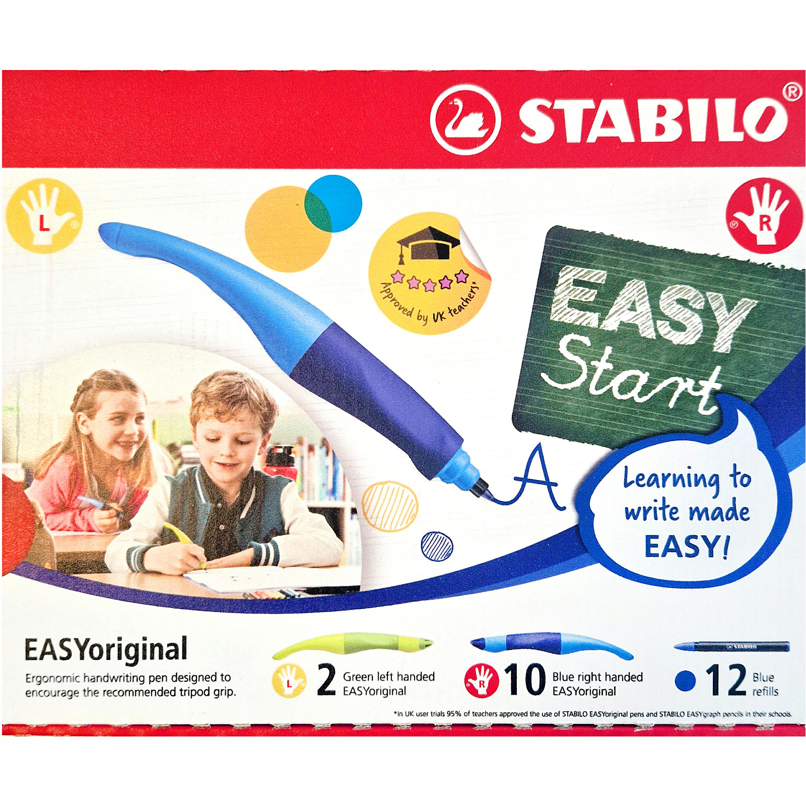 Ergonomic Rollerball - STABILO EASYoriginal - Classpack of 12 Pens & 12 Refills