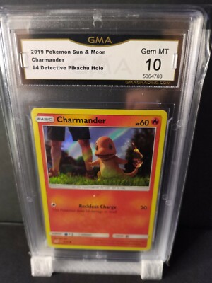 2019 Pokemon Charmander #4 Sun&Moon Detective Pikachu GMA 10 GEM MINT Holo