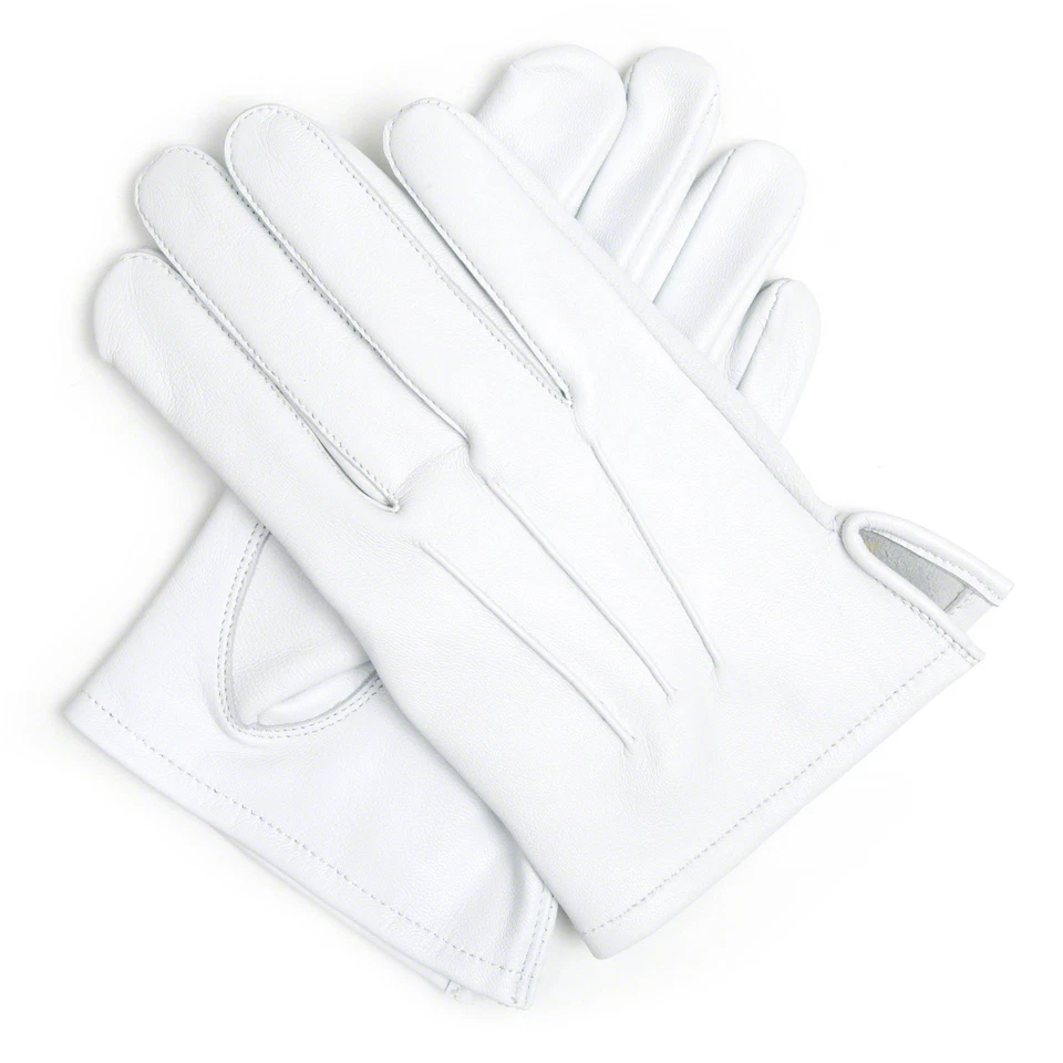 100 % Leder weiße Freimaurer Hochzeit Marke marschierender Kadett Marine Handschuhe