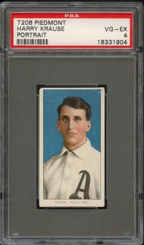 BB - 1909 - T206 - Piedmont 350 - Harry Krause - Portrait - PSA 4 - VG-EX