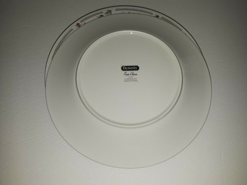 4 GUC Dynasty 1007 Copenhagen Red Brown Blue Flowers Gold Trim Dinner Plates - Picture 3 of 4
