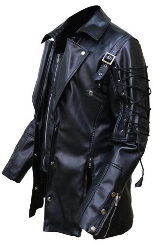 Leather Estate - Steampunk Gothic Black and Maroon Leather Trench Coat for Men - Picture 4 of 17