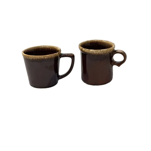 MCCOY USA Mug Vintage Brown Drip Glaze Coffee Cups MCM Set of 2 Different Styles