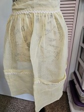Vintage Half Apron Yellow Sheer Dotted Swiss White Rick Rack Trim 4 Pockets