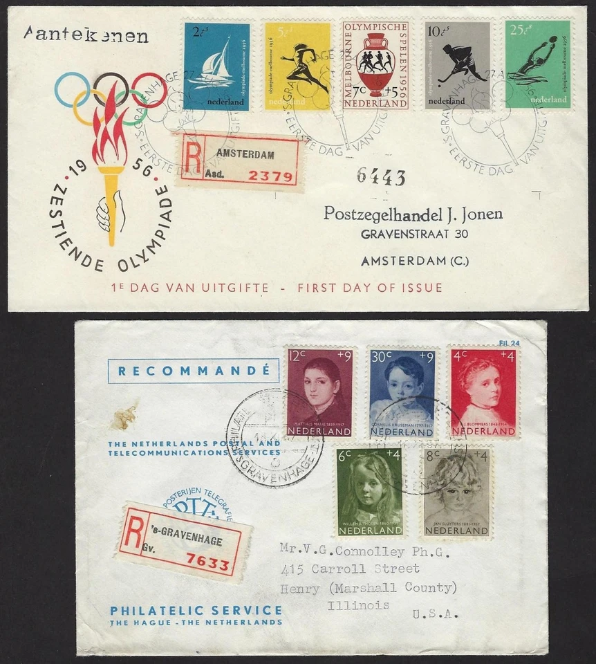 NETHERLANDS 1940s 1950s COLLECTION OF 7 COVERS INCLUDES 3 FDC SEMI POSTALS Sc - Image 3 of 4